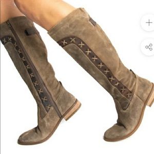 Born Albi Natural Suede Tall Knee High Boots